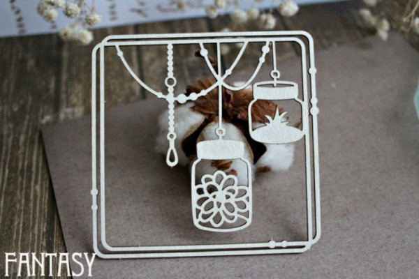 Чипборд "Рамка с баночками" №1002, размер 8,2*8,8 см (Fantasy, Россия) 