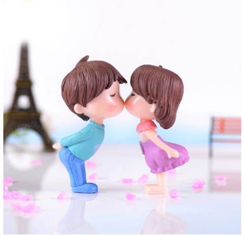 Миниатюрные фигурки "Влюбленные (бирюзовый/фиолетовый)", 2 шт., высота 5,5 см