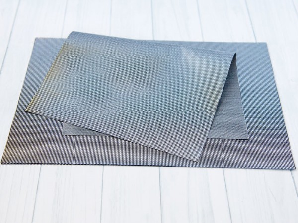 Экокожа на тканевой основе, узор Плетенка, цвет Чёрный перламутр, размер А4