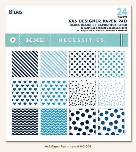 Набор бумаги 15*15 из коллекции "Necessities", цвет Blues (Синий/Голубой),  24 листа (MME)  