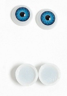 Глаза объемные, круглые, без крепления, цвет радужки голубой, 12х12 мм, пара (2 шт.) 