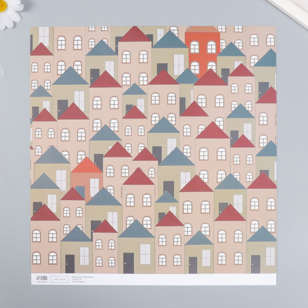 Бумага для скрапбукинга односторонняя "Домики" (Артузор, Россия)