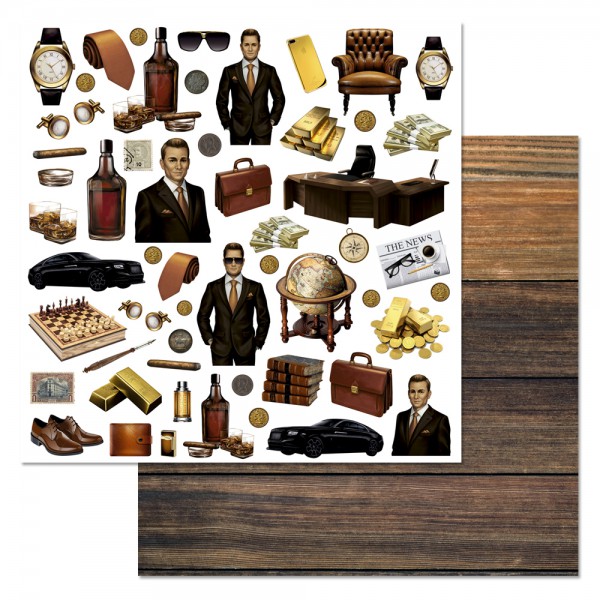 Бумага из коллекции "Мужчина на миллион" Детали (для разрезания) (ScrapMania)