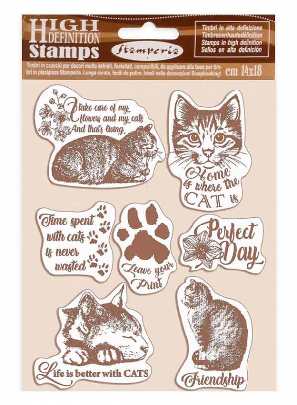 Штамп резиновый "Кошечка", набор из 7 шт., 14*18 см (Stamperia)