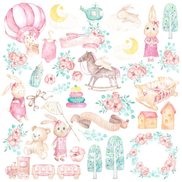 Бумага из коллекции "Dreamy baby girl" Картинки (для вырезания) (Фабрика декору, Украина)