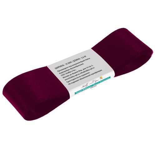 Атласная лента, ширина 25 мм, цвет Марсала (Бордо), 1 метр (Hobby & You)