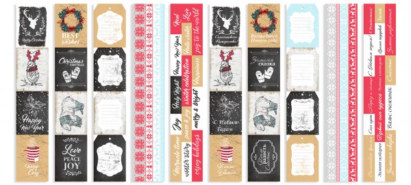 Набор полос с карточками из коллекции "Christmas Fairytales" АНГЛ+РУС (Фабрика декору, Украина) 
