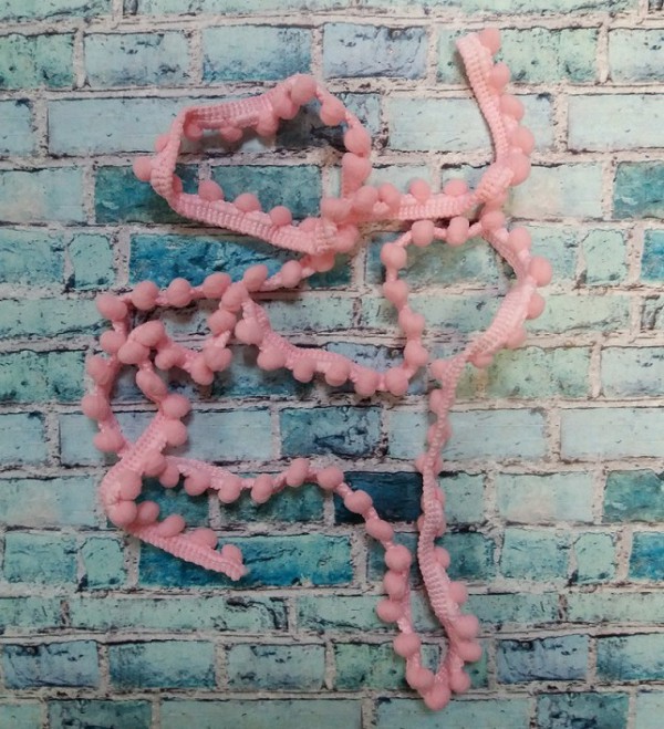 Тесьма с мелкими помпонами, цвет Розовый, 91 см 