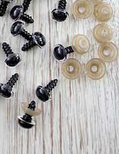 Глаза винтовые с заглушками, цвет радужки прозрачный, 12х12 мм, пара (2 шт.)