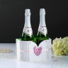 Корзинка для шампанского "Цветочная", цвет Бело-розовый, 22,5х11х13 см
