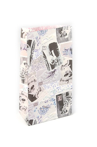 Пакет из крафт-бумаги с принтом "Свадебный марш",15*28*8 см, 1 шт.