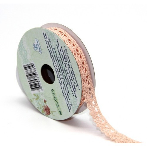 Тесьма кружевная "Изящная", цвет Бежевый,  шир. 1 см, длина 3 м (Рукоделие)