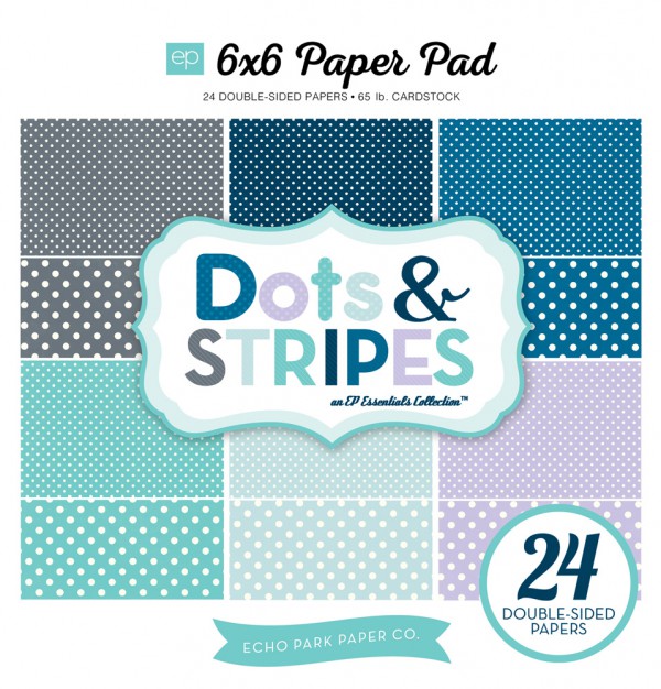 Набор бумаги 15*15 см "Dots & Stripes winter", 24 листа (Echo Park)