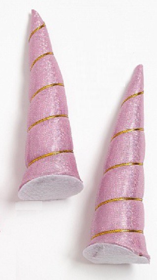 Рог единорога объемный, 13,5 см, тканевый, цвет Светло-Розовый, 1 штука