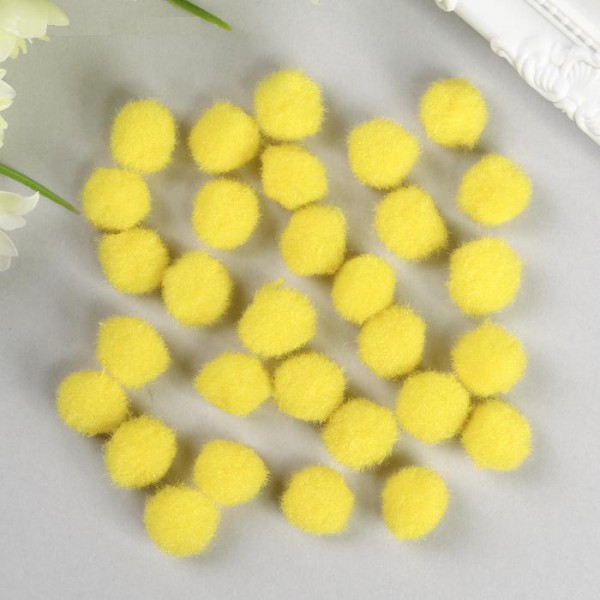 Помпоны для творчества, цвет Желтый, 15 мм, 5 штук (Остров сокровищ)