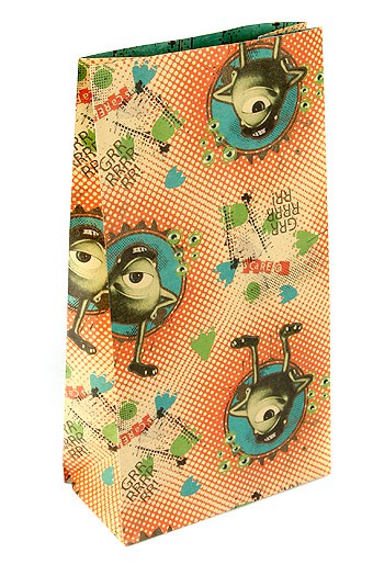 Пакет из крафт-бумаги с принтом "Вазовски  и Салливан", 15*28*8 см, 1 шт.