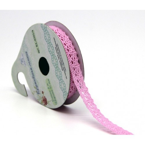 Тесьма кружевная "Изящная", цвет Розовый,  шир. 1 см, длина 3 м (Рукоделие)