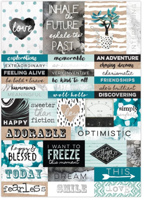 Набор стикеров-надписей из коллекции "Zella Teal", с фольгированием (на 2 листах) (Prima Marketing)