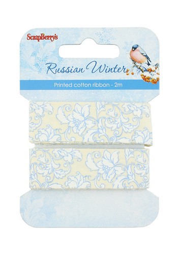 Киперная хлопковая лента с принтом из коллекции "Русская зима", ширина 20 мм, 2 метра (Scrapberry's) 