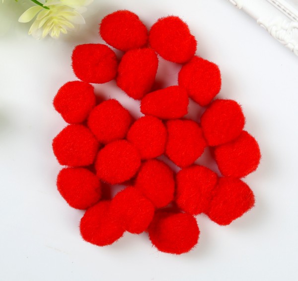 Помпоны для творчества, цвет Красный, 25 мм, 5 штук (Остров сокровищ)