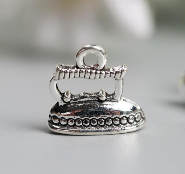 Металлическая подвеска "Утюг", цвет Серебро, 1шт