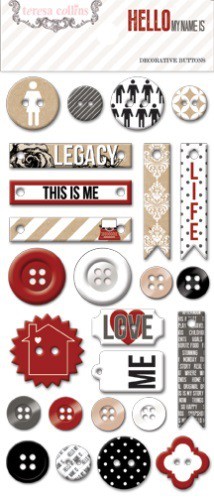 Набор самоклеящихся украшений из коллекции Hello My Name Is (Teresa Collins)