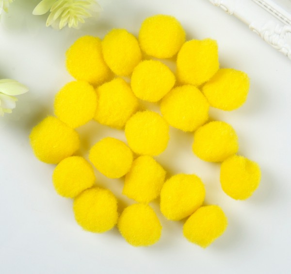 Помпоны для творчества, цвет Желтый, 25 мм, 5 штук (Остров сокровищ)