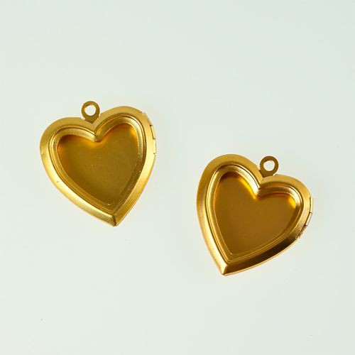 Украшение-медальон Сердечко с окном, цвет Матовое золото, 2 шт. (Scrapberry's)  