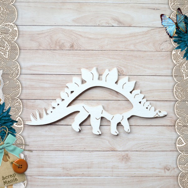 Украшение из чипборда из коллекции "Эра динозавров" Шейкер. Стегозавр, размер Большой/Маленький (ScrapMania) 