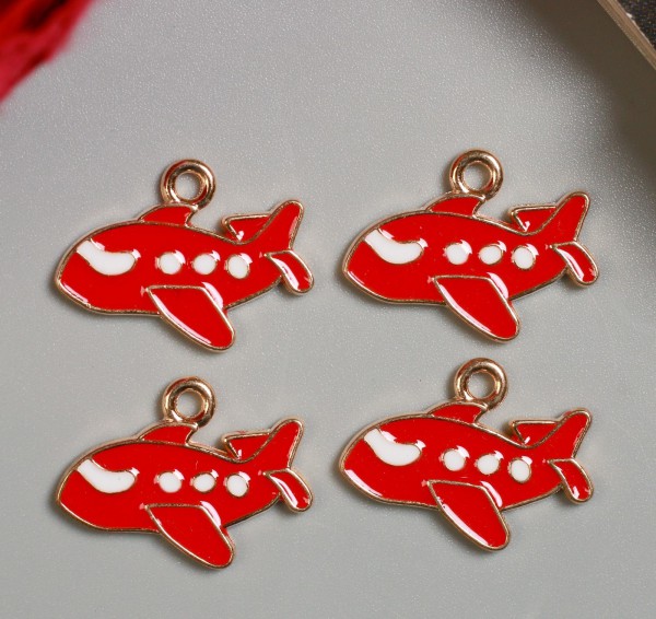 Металлическая подвеска с эмалью "Самолет", 1 шт