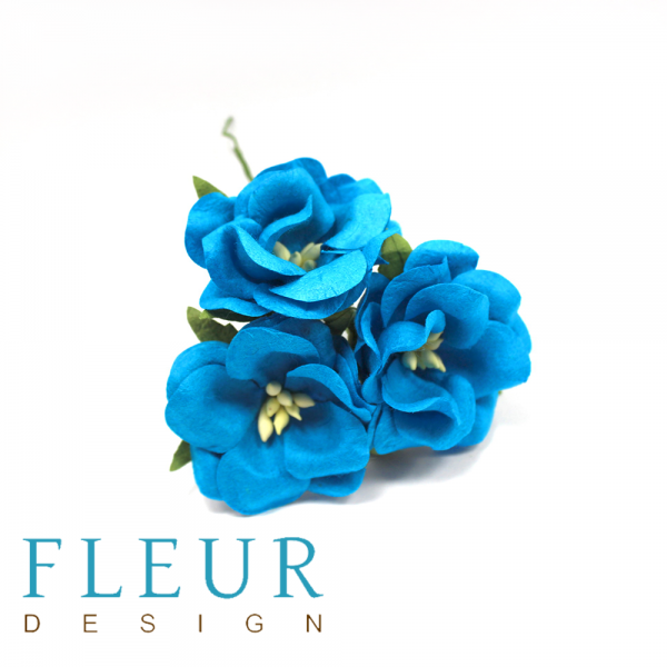 Цветы Дикой розы, цвет Бирюзовый, 3 шт. (FLEUR design) 