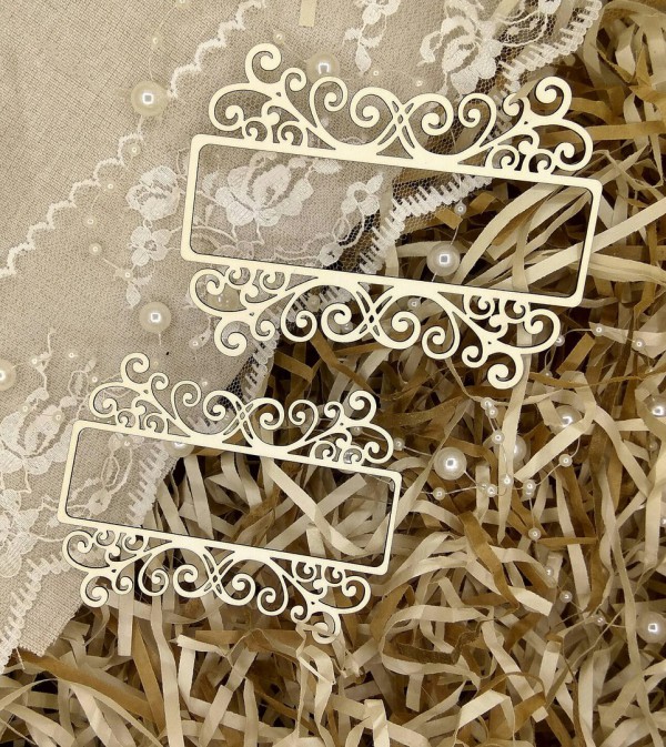 Набор прямоугольных рамочек с вензелями из чипборда, 2 шт. (Арт-студия Матрешка, Россия)