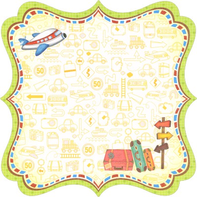 Бумага с фигурным краем с глиттером "Путешествия" (Mr.Painter) 