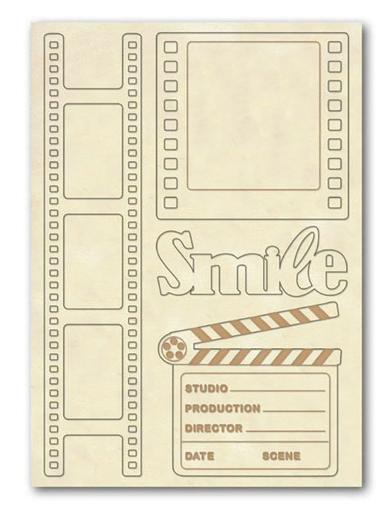 Набор высечных декоративных элементов из дерева "Кино" (Stamperia)