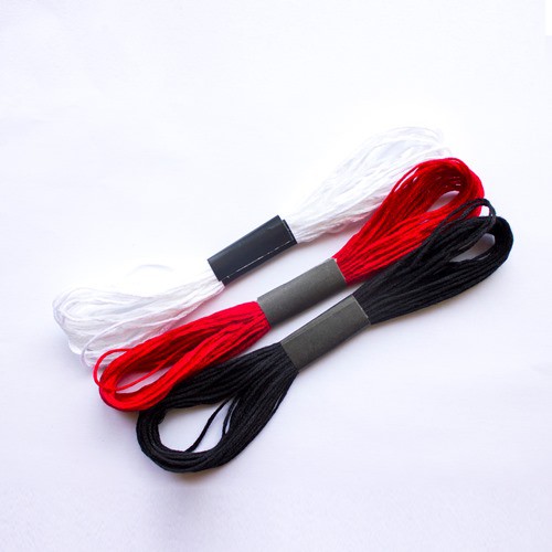 Набор ниток для творчества, цвет: Белый, Черный, Красный (Hobby & You)