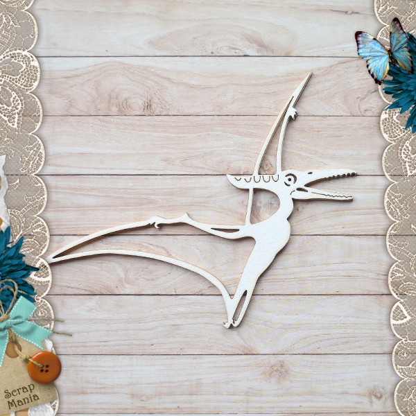 Украшение из чипборда из коллекции "Эра динозавров" Шейкер. Птеранодон, размер Большой/Маленький (ScrapMania)  