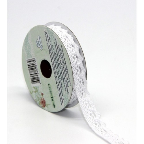 Тесьма кружевная "Уголочки", цвет Белый,  шир. 1,2 см, длина 3 м (Рукоделие)