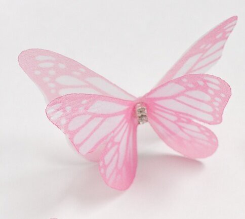 Бабочка шифоновая средняя, 4,5 см, цвет Ярко-розовый