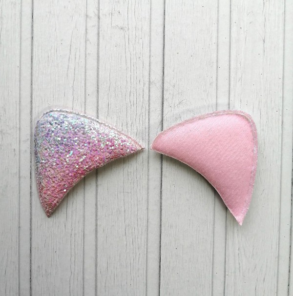 Фигурки тканевые (3D патчи) "Ушки", цвет радужный розовый, пайетки, 2 шт. (пара)