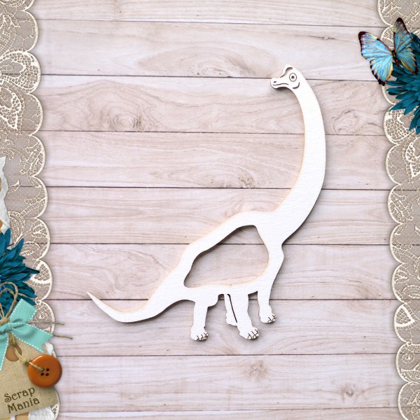 Украшение из чипборда из коллекции "Эра динозавров" Шейкер. Диплодок, размер Большой/Маленький (ScrapMania)   