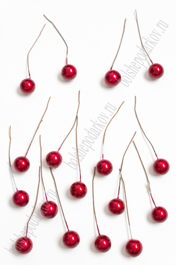 Декор для творчества "Ягодка", цвет Бордовый, размер 12мм, 5 шт.