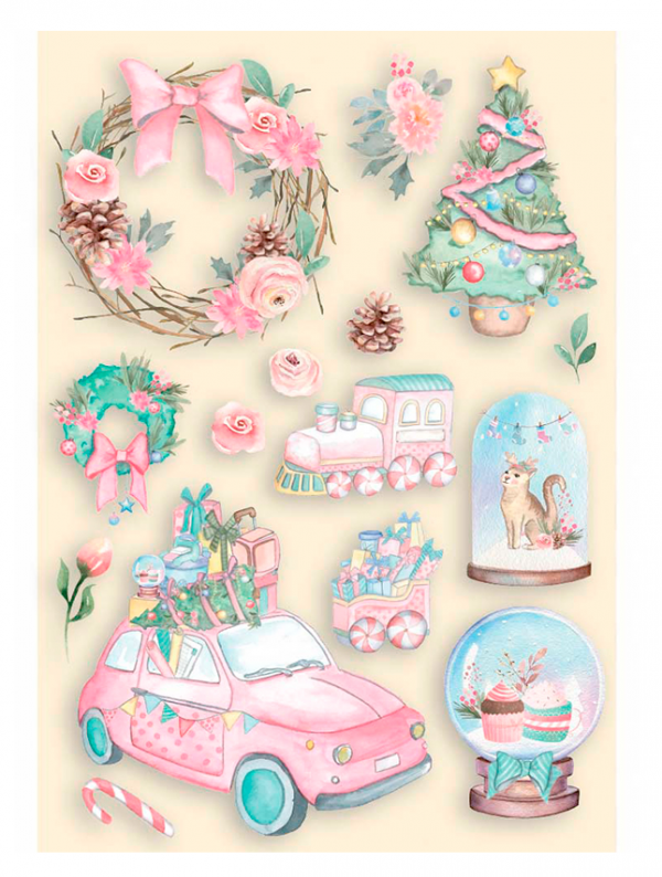 Набор высечных декоративных элементов из дерева коллекции "Christmas Rose" (Stamperia)