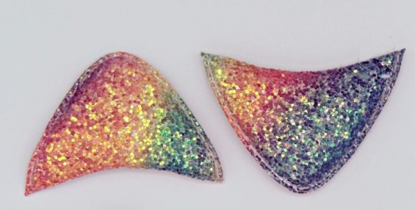 Фигурки тканевые (3D патчи) "Ушки", цвет радужный разноцветный, пайетки, 2 шт. (пара) 
