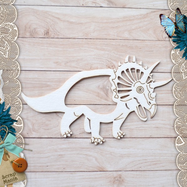 Украшение из чипборда из коллекции "Эра динозавров" Шейкер. Трицератопс, размер Большой/Маленький (ScrapMania) 