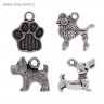 Набор металлических подвесок "Собачки 1" 3D, цвет Серебро, 4шт.