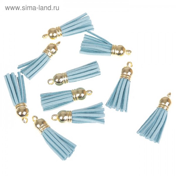 Декоративная кисточка-подвеска, цвет Серо-голубой/Золото, 1 шт.  (АртУзор)