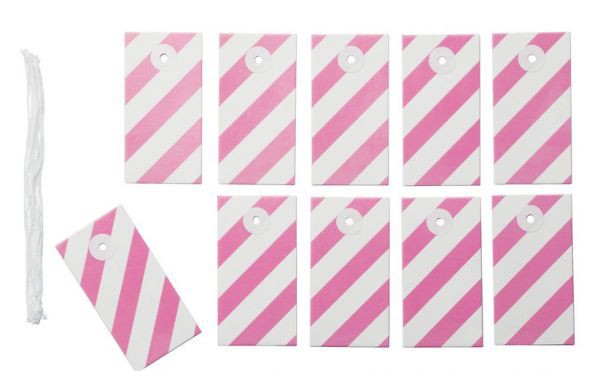 Набор ярлыков для подарков "Диагональ", цвет розовый, 10 шт. (Швеция)