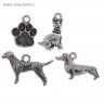 Набор металлических подвесок "Собачки 2" 3D, цвет Серебро, 4шт.