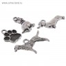 Набор металлических подвесок "Собачки 2" 3D, цвет Серебро, 4шт.