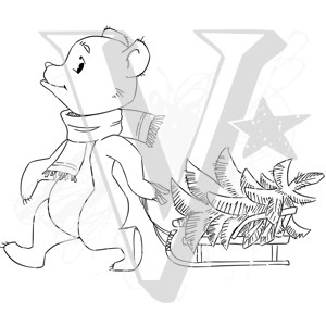 Штамп силиконовый "Мишка с елочкой", коллекция Новый год